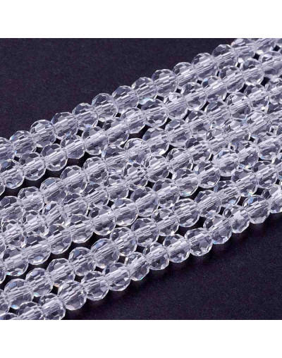 Esfera faceteada. 04 milímetros diámetro. Cristal. 1 mm perforación. 95 unidades hilo (aproximado).