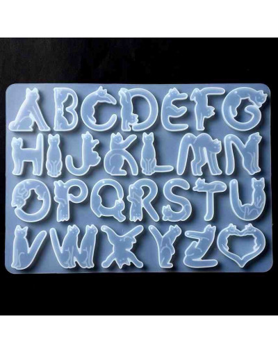 Moldes de silicona. Para resina. Letras+Gatos. 260x185x8 mm. Letras de 40 mm aproximado. 1 ud.