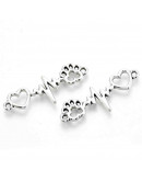 Corazón-Electro-Perro. Aleación de cobr. Color plata antigua. 34x12x2 mm. 1.5 mm perforación. 5 uds.