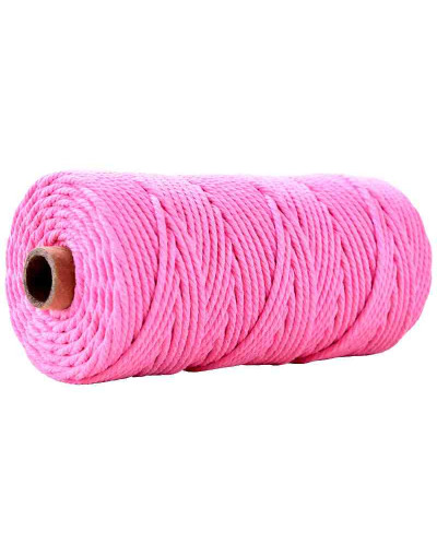 Hilo de algodón para macramé. 3 milímetros grosor. Color: HOT PINK. 100 metros. 1 cono.