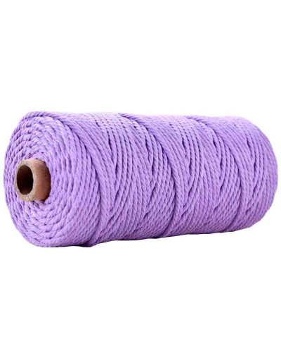 Hilo de algodón para macramé. 3 milímetros grosor. Color: LILAC. 100 metros. 1 cono.