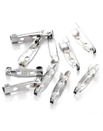 Base para broche. Aleación de cobre. Color plateado. 20x5 milímetros. 10 unidades.