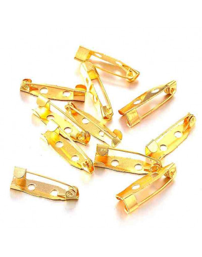Base para broche. Aleación de cobre. Color dorado. 20x5 milímetros. 10 unidades.