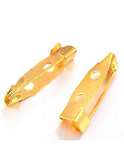 Base para broche. Aleación de cobre. Color dorado. 20x5 milímetros. 10 unidades.