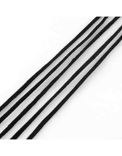 Cordón de nylon. Acabado satén. 2 milímetros grosor. Color: BLACK. 5 metros.