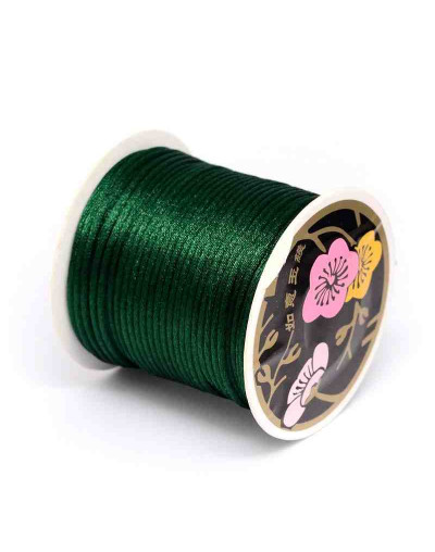 Cordón de nylon. Acabado Satén. 1 mm grosor. Color DARK GREEN. 80 metros cono.