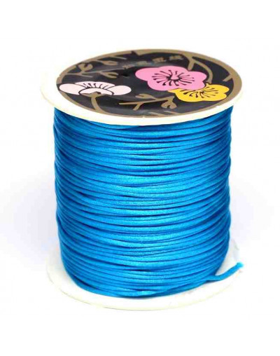 Cordón de nylon. Acabado Satén. 1 mm grosor. Color DEEP SKY BLUE. 80 metros cono.