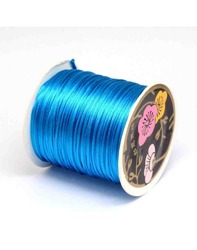 Cordón de nylon. Acabado Satén. 1 mm grosor. Color DEEP SKY BLUE. 80 metros cono.