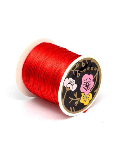 Cordón de nylon. Acabado Satén. 1 mm grosor. Color RED. 80 metros cono.