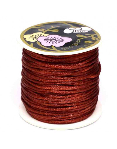 Cordón de nylon. Acabado Satén. 1 mm grosor. Color SADDLE BROWN. 80 metros cono.