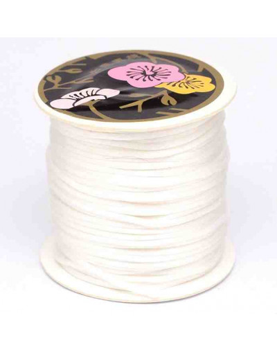Cordón de nylon. Acabado Satén. 1 mm grosor. Color WHITE. 80 metros cono.