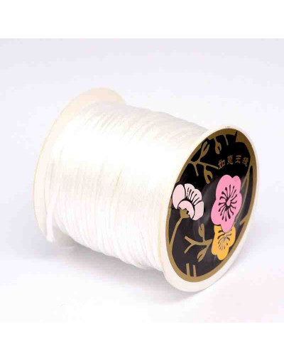 Cordón de nylon. Acabado Satén. 1 mm grosor. Color WHITE. 80 metros cono.