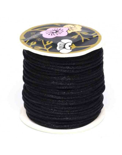 Cordón de nylon. Acabado Satén. 1 mm grosor. Color BLACK. 80 metros cono.