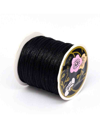 Cordón de nylon. Acabado Satén. 1 mm grosor. Color BLACK. 80 metros cono.