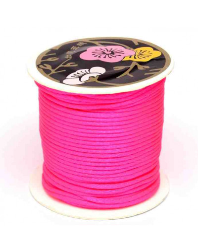 Cordón de nylon. Acabado Satén. 1 mm grosor. Color DEEP PINK. 80 metros cono.
