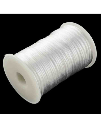 Cordón de nylon. Acabado satén. 2 milímetros grosor. Color: WHITE. 5 metros.