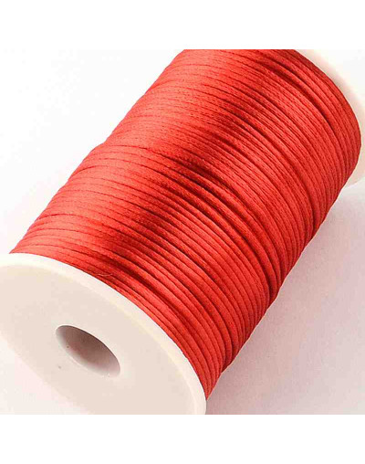 Cordón de nylon. Acabado satén. 2 milímetros grosor. Color: RED. 90 metros cono.