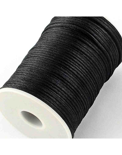 Cordón de nylon. Acabado satén. 2 milímetros grosor. Color: BLACK. 90 metros cono.