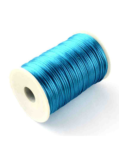 Cordón de nylon. Acabado satén. 2 milímetros grosor. Color: DODGER BLUE. 90 metros cono.