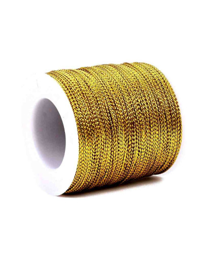 Cordón de poliéster. Metalizado. 1 mm grosor. Color GOLDEN ROD. 100 metros cono.