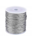 Cordón de poliéster. Metalizado. 1 mm grosor. Color SILER. 100 metros cono.