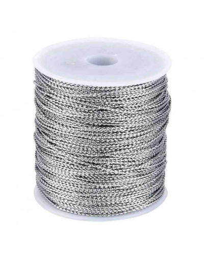 Cordón de poliéster. Metalizado. 1 mm grosor. Color SILER. 100 metros cono.