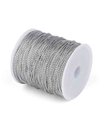Cordón de poliéster. Metalizado. 1 mm grosor. Color SILER. 100 metros cono.
