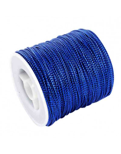 Cordón de poliéster. Metalizado. 1 mm grosor. Color ROYAL BLUE. 100 metros cono.