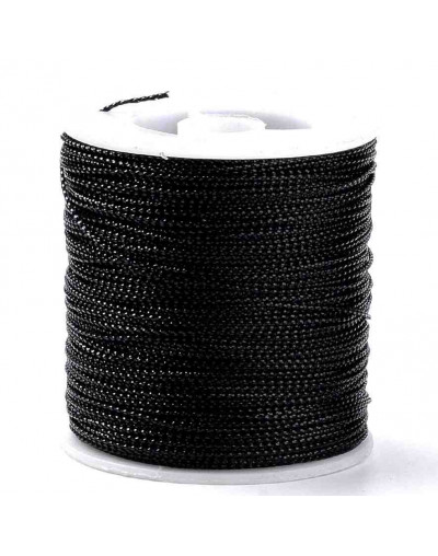 Cordón de poliéster. Metalizado. 1 mm grosor. Color BLACK. 100 metros cono.