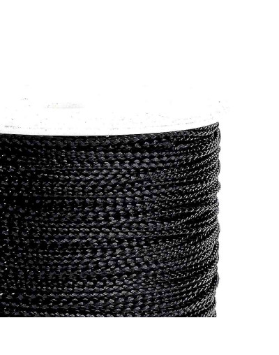 Cordón de poliéster. Metalizado. 1 mm grosor. Color BLACK. 100 metros cono.