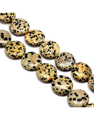 Jásper Dálmata. Moneda. 20 milímetros diámetro. 7 mm grosor. 1 mm perforación. 1 unidad.