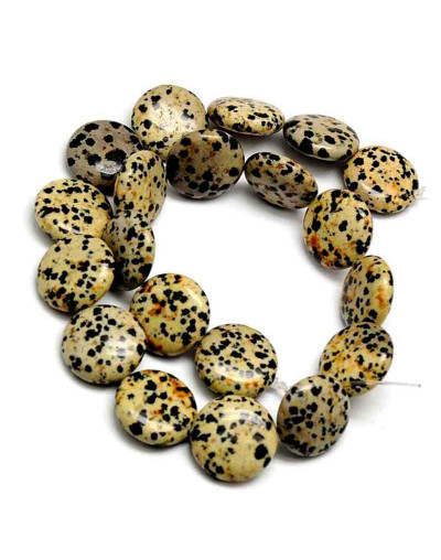 Jásper Dálmata. Moneda. 20 milímetros diámetro. 7 mm grosor. 1 mm perforación. 1 unidad.