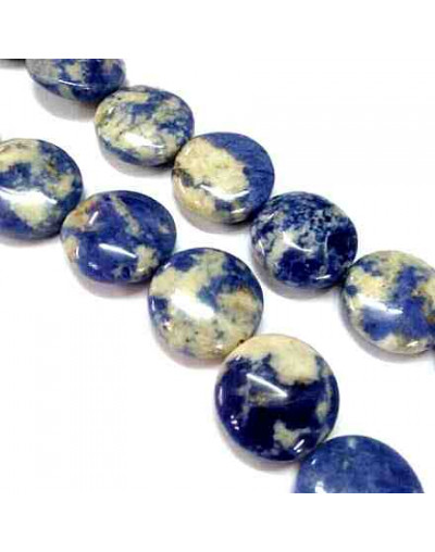 Sodalita. Moneda. 20 milímetros diámetro. 7 mm grosor. 1 mm perforación. 1 unidad.