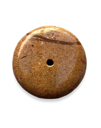 Madera fósil. Moneda. 42 mm diámetro. 7 mm grosor. 4 mm perforación. 1 unidad.