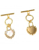 Cierre de barra. Corazón (1). Aleación+Zirconia+Shell. Baño 18KGold. 36,5 mm. Barra 18 mm. 1 set. Cierre de barra. Corazón (1). Aleación+Zirconia+Shell. Baño 18KGold. 36,5 mm. Barra 18 mm. 1 set.