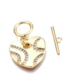 Cierre de barra. Corazón (2). Aleación+Zirconia. Baño 18KGold. 29 milímetros. Barra 13 mm. 1 set. Cierre de barra. Corazón (2). Aleación+Zirconia. Baño 18KGold. 29 milímetros. Barra 13 mm. 1 set.