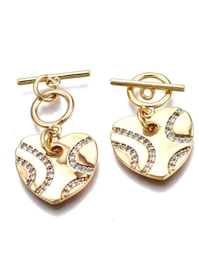 Cierre de barra. Corazón (2). Aleación+Zirconia. Baño 18KGold. 29 milímetros. Barra 13 mm. 1 set.