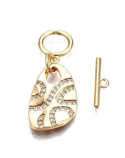 Cierre de barra. Forma irregular. Aleación+Zirconia. Baño 18KGold. 34 milímetros. Barra 13 mm. 1 set