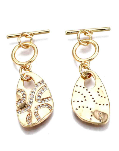 Cierre de barra. Forma irregular. Aleación+Zirconia. Baño 18KGold. 34 milímetros. Barra 13 mm. 1 set