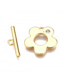 Cierre de barra. Flor (1). Aleación+Zirconia. Baño 18KGold. 20 milímetros. Barra 16 mm. 1 set. Cierre de barra. Flor (1). Aleación+Zirconia. Baño 18KGold. 20 milímetros. Barra 16 mm. 1 set.