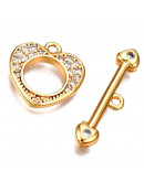 Cierre de barra. Corazón (3). Aleación+Zirconia. Baño 18KGold. 18 milímetros. Barra 20 mm. 1 set. Cierre de barra. Corazón (3). Aleación+Zirconia. Baño 18KGold. 18 milímetros. Barra 20 mm. 1 set.