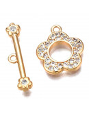 Cierre de barra. Flor (2). Aleación+Zirconia. Baño 18KGold. 22 milímetros. Barra 20 mm. 1 set. Cierre de barra. Flor (2). Aleación+Zirconia. Baño 18KGold. 22 milímetros. Barra 20 mm. 1 set.