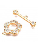 Cierre de barra. Flor (2). Aleación+Zirconia. Baño 18KGold. 22 milímetros. Barra 20 mm. 1 set. Cierre de barra. Flor (2). Aleación+Zirconia. Baño 18KGold. 22 milímetros. Barra 20 mm. 1 set.