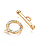 Cierre de barra. Círculo (2). Aleación+Zirconia. Baño 18KGold. 20 milímetros. Barra 17 mm. 1 set. Cierre de barra. Círculo (2). Aleación+Zirconia. Baño 18KGold. 20 milímetros. Barra 17 mm. 1 set.