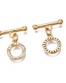 Cierre de barra. Círculo (2). Aleación+Zirconia. Baño 18KGold. 20 milímetros. Barra 17 mm. 1 set. Cierre de barra. Círculo (2). Aleación+Zirconia. Baño 18KGold. 20 milímetros. Barra 17 mm. 1 set.