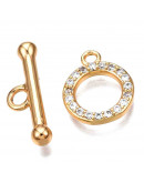 Cierre de barra. Círculo (2). Aleación+Zirconia. Baño 18KGold. 20 milímetros. Barra 17 mm. 1 set. Cierre de barra. Círculo (2). Aleación+Zirconia. Baño 18KGold. 20 milímetros. Barra 17 mm. 1 set.