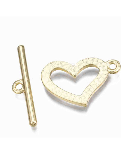 Cierre de barra. Corazón (4). Aleación+Zirconia. Baño 16KGold. 27 milímetros. Barra 29 mm. 1 set.