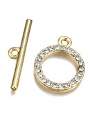 Cierre de barra. Círculo (3). Aleación+Zirconia. Baño 16KGold. 24 milímetros. Barra 29 mm. 1 set. Cierre de barra. Círculo (3). Aleación+Zirconia. Baño 16KGold. 24 milímetros. Barra 29 mm. 1 set.