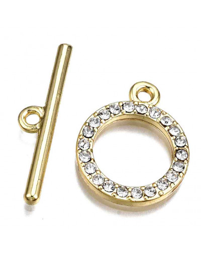 Cierre de barra. Círculo (3). Aleación+Zirconia. Baño 16KGold. 24 milímetros. Barra 29 mm. 1 set.