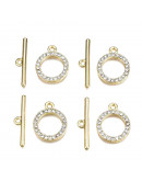 Cierre de barra. Círculo (3). Aleación+Zirconia. Baño 16KGold. 24 milímetros. Barra 29 mm. 1 set. Cierre de barra. Círculo (3). Aleación+Zirconia. Baño 16KGold. 24 milímetros. Barra 29 mm. 1 set.